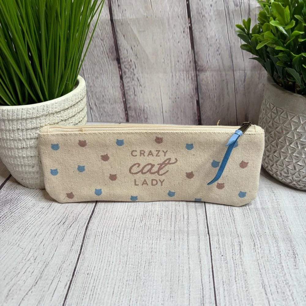 Crazy Cat Lady Canvas Zip Top Pencil Pouch